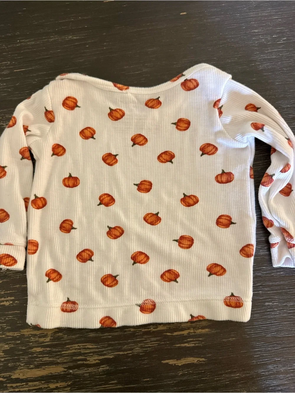 Angel Dear Cream Orange Pumpkin Print Baby Pajama Set Fall Size 6-12 M